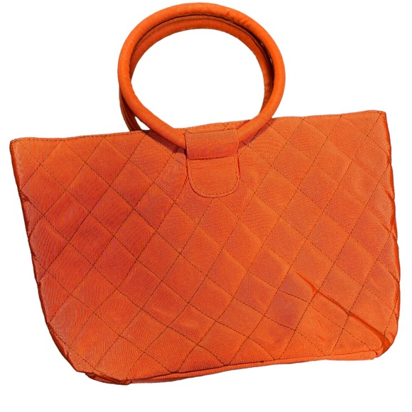 Saks Fifth Avenue Bags Saks Fifth Avenue Orange Quilted Round